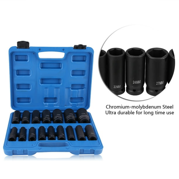 16Pcs 1//2 Inch Drive Air Hex Bit Socket Set Repair Tool Kit 10MM-32MM